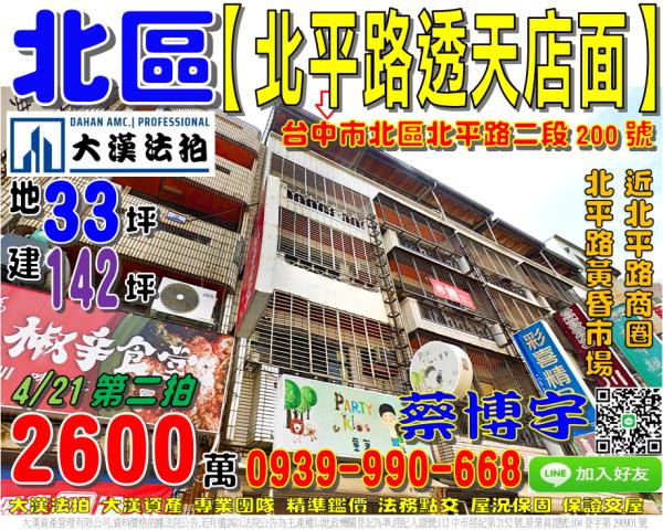 北區法拍屋北平路店面